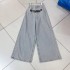 European and American letter printed high waisted denim straight leg pants, loose and slimming, floor length wide leg pants A3 # 5631