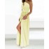 2024 new Amazon European and American women's foreign trade slanted shoulder long dress with sleeveless and sexy high waist slit dress temperament