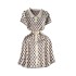 2024 summer new French retro style waist cinching and slimming polo collar jacquard knitted dress for petite women