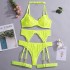 European and American Sexy Thin Perspective Temptation Underwear Mesh Comfortable Slimming Gather with Steel Ring Four Piece Set Lingerie