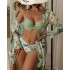 2023 European and American new three piece swimsuit multi-color printed cover up, sun protection suit triangle gathering foreign trade swimsuit for women