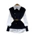 Overlay shirt vest women's autumn dress two-piece fashion versatile sleeveless Fried Dough Twists knitting vest with long sleeve shirt inside