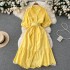 Gentle style hollow V-neck bubble sleeve dress for summer 2022, new fashionable temperament, waist cinched fairy long skirt