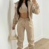 Euro American 2024 Cross border New Women's Clothing AliExpress Solid Color Simple Hoodie Sports and Leisure Pants 3-Piece Set