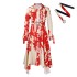 Amazon European and American women's summer new style long sleeved printed lapel irregular loose plus size African foreign trade dress