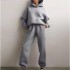 2024 Autumn Amazon Cross border Women's Clothing Solid Color Hoodie Pants Street Fashion Casual Set