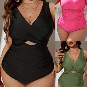 New sexy one-piece one-piece swimsuit from Europe and America, multi-color solid color cross-border Amazon hot item, plus size swimsuit, knitted