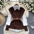 Overlay shirt vest women's autumn dress two-piece fashion versatile sleeveless Fried Dough Twists knitting vest with long sleeve shirt inside