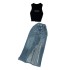 Fashion set for female hot girls, hanging neck, off shoulder, slim fit vest, two-piece set, high waist, medium length, split denim skirt