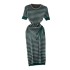 Light mature imperial style round neck slim pleated striped dress with elegant temperament and goddess style high-end feeling, hip hugging long skirt