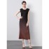 Factory direct sales of Miyake pleated versatile slim fit artistic niche straight tube skirt in stock 9222