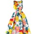 French retro round neck sleeveless positioning printed dress for women in summer, with a slimming waist and a large swing vest dress, exuding a slimming temperament