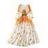 European and American style 2024 new women's dress with oversized skirt print, pleated pleats, waist cinching, and lace up for vacation