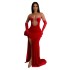 C6786 Cross border AliExpress Amazon European and American Fashion Women's Solid Color Sexy strapless Hot Diamond Long Dress