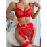 Lingerie Amazon INS Cross border Sex Underwear Mesh Perspective Sexy Hot Girl Temptation Comfortable 3-Piece Set