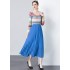 Real shooting spot small fresh simple versatile knitted top+chiffon pleated skirt two-piece set