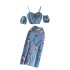 Hong Kong style retro chic set, female sweet and spicy girl, off shoulder camisole vest, high waisted split skirt two-piece set for wearing outside