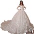 European and American cross-border plus size wedding dress 2024 new long tailed mid waist backless dreamy long sleeved wedding dress in stock overseas warehouse