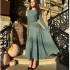 Amazon 2024 New Fashion Style Printed Long Sleeve High Waist Strap Women's jumpsuit Long Skirt in Europe and America