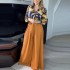 In stock 2024 Spring European and American New Cross border Women's Commuter Long sleeved Shirt High Waist Strap Wide Leg Pants Set