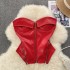 Retro motorcycle style pure desire spicy girl strapless vest women's autumn zipper short design sense niche exquisite top trend