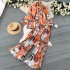 Spring and Autumn European and American style printed set, women's lantern sleeve half high collar loose shirt+wide leg pleated pants two-piece set