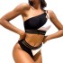 New one-piece bikini for European and American foreign trade, Amazon cross-border color blocking splicing, one shoulder fashionable and sexy swimsuit