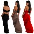 C6822 Cross border AliExpress Amazon Europe and America Fashion Women's Wear Solid Color Sexy strapless pleated skirt two-piece set