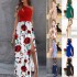 2024 new Amazon European and American women's foreign trade slanted shoulder long dress with sleeveless and sexy high waist slit dress temperament