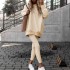 2024 Spring New Ins Amazon Trendy Women's Round Neck Irregular Tight Long Sleeve Hoodie Fashion Set