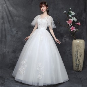 Large size wedding dress, fat mm, summer and autumn wedding dress 2024 new style, bride's wedding main dress, slimming and simple, studio covering arms