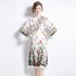 Real time spot new French style elegant socialite style high waist slimming positioning printed pleated dress