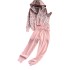 Leisure suit women's leopard print zipper V-neck knitted hooded jacket three piece set high waisted leg tied pants vest