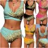 2023 New Swimsuit European and American Split Print High Waist Strap Bikini Cross Border Swimsuit Cross Bikin