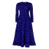 D469 Cross border new women's round neck long sleeved solid color sequin high waist temperament mid length dress European and American dress