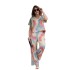 2024 New Fashionable Multi Color Printed Loose Short sleeved Top for European and American Foreign Trade Women's Clothing, Casual Wide Leg Pants Two Piece Set