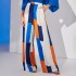 Spot European and American Cross border Women's Clothing 2024 New Style Loose Commuting Blue Top High Waist Wide Leg Pants Set