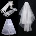 Bridal Three Piece Wedding Dress Set 2024 New Korean Wedding Dress Support Gloves Headveil White Wedding Dress Accessories