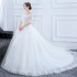 2024 new high-end lace ribbon mid sleeve one shoulder plus plus plus size wedding dress with white knot and fat body, plus a large tail