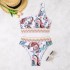 2024 Cross border New Split Swimsuit Shoulder Strap with High Waist Retro Printed European and American Foreign Trade Swimsuit Amazon