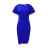 D311 Foreign Trade Women's Clothing 2024 Summer New Style Solid Color High Waist Temperament Commuter Lotus Sleeve Office European and American Dress