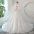 One shoulder main wedding dress, bride 2024 new style, female long tail, French heavy industry palace style, arm covering, plus size