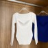 South Korea Dongdaemun Autumn New Knitted Shirt Top Women's Internet Celebrity Style V-neck Long Sleeve Thin Versatile Base T-shirt