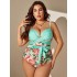 2024 new cross-border women's plus size one-piece bikini with nylon hard bag and chest tie printed women's swimsuit from Europe and America