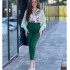 European and American foreign trade women's clothing 2024 autumn and winter new fashion silk lantern sleeves long sleeved shirt high waist hip revealing cropped pants