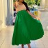 D293P with waist belt, new European and American women's clothing, high waist, large skirt, medium length pleated temperament, hanging feeling, foreign trade skirt