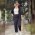 European and American Foreign Trade Spot Women's Set 2024 Spring/Summer New Fashion Loose Long Sleeve Shirt Strap Casual Nine Leg Pants