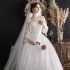 2024 New One Shoulder Mid Sleeve Korean Bridal Wedding Dress with Uniform Large Size for Pregnant Women to Look Thin Wedding Dress