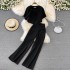 Fashion suit women's camisole vest short V-neck shirt jacket three piece set high waist hanging feeling wide leg long pants summer