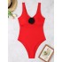 2024 new European and American sexy high waisted hollow out bikini bikini one-piece swimsuit women's 3D three-dimensional flower swimsuit